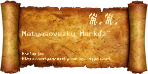 Matyasovszky Markó névjegykártya